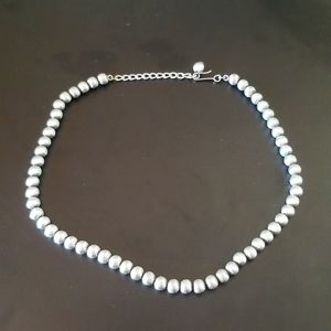 Napier 16" Brushed Silver Tone Bead Necklace